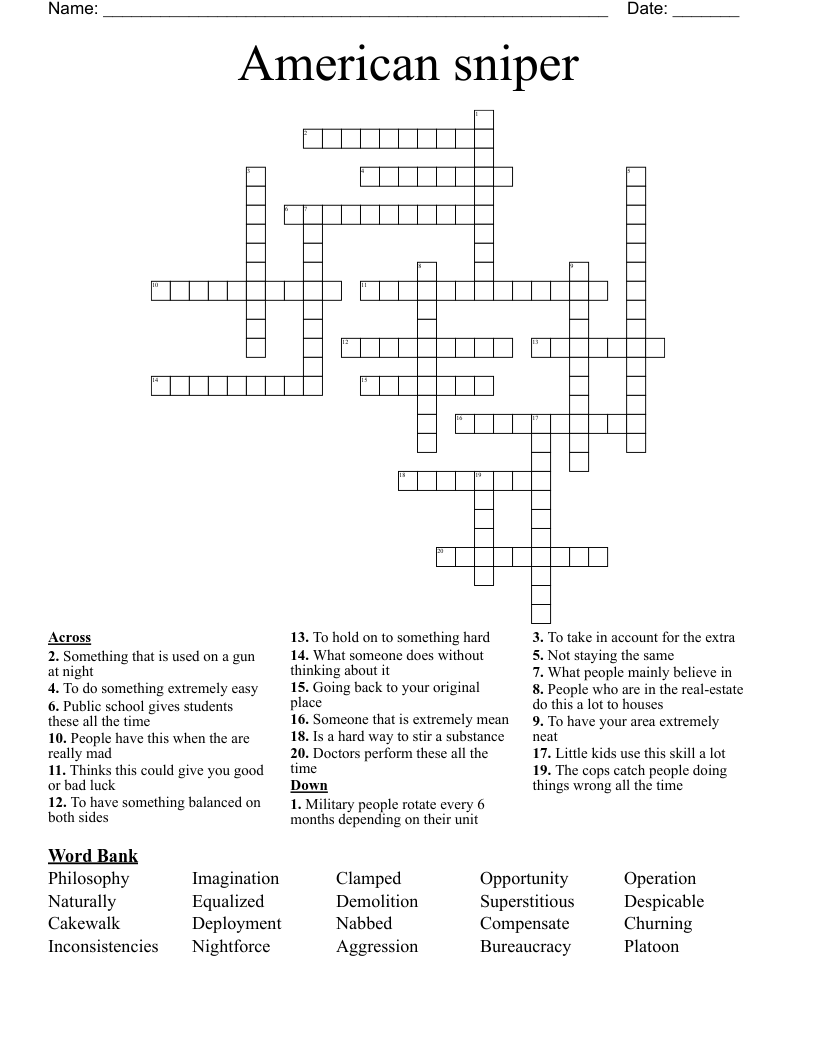American sniper  Crossword