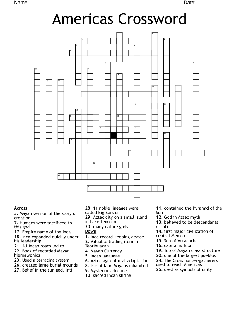 Americas Crossword
