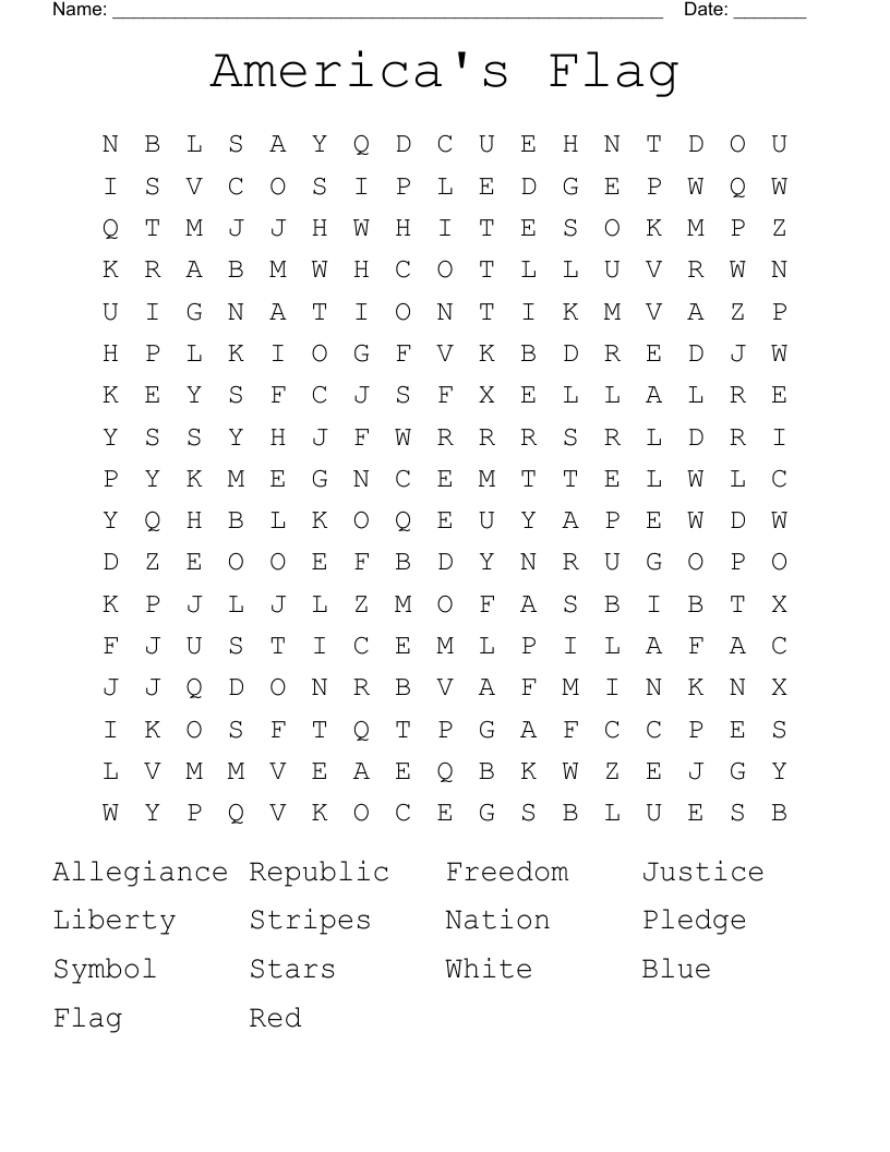 America's Flag Word Search