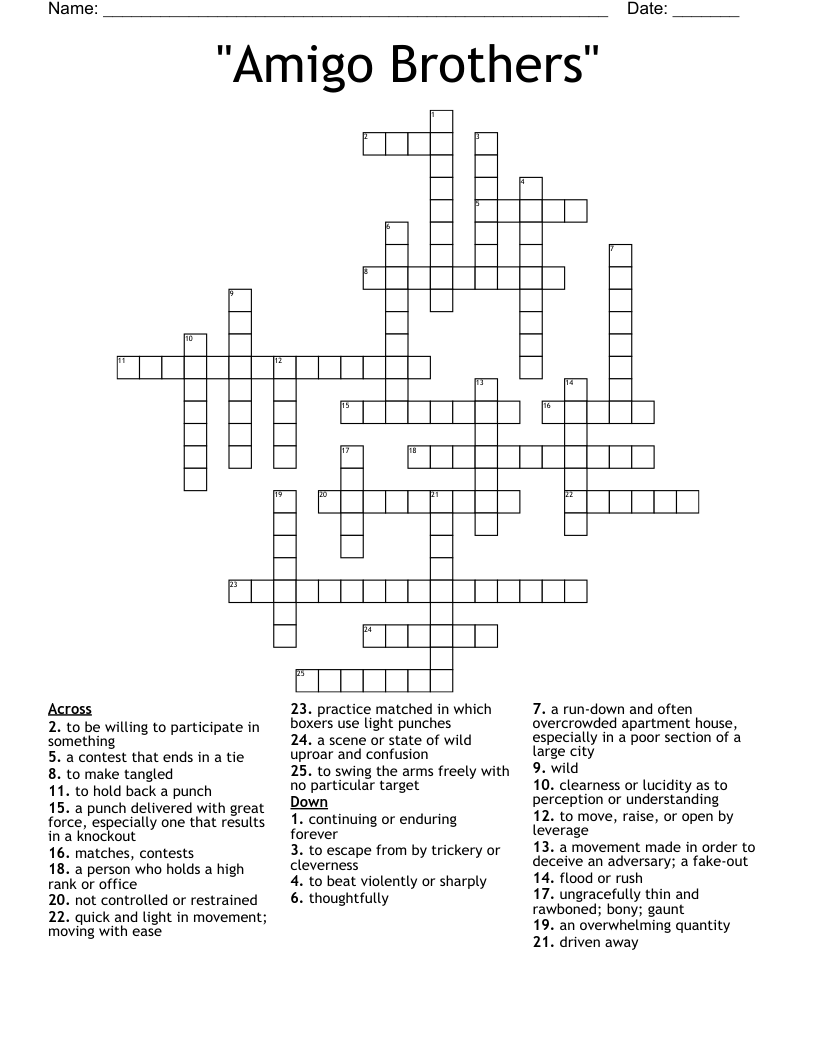 "Amigo Brothers" Crossword