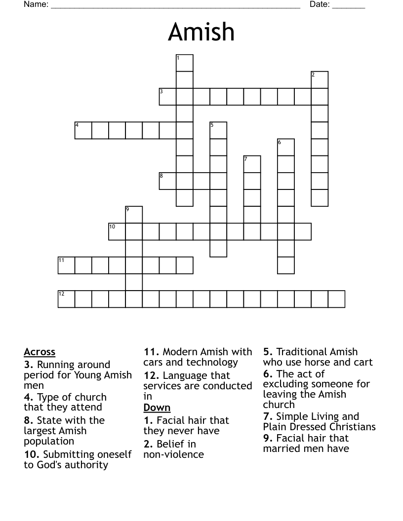 Amish Crossword