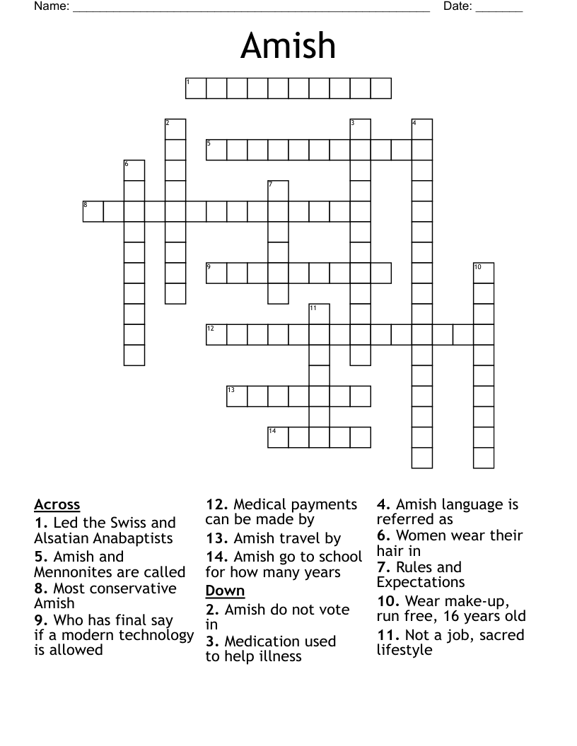 Amish Crossword