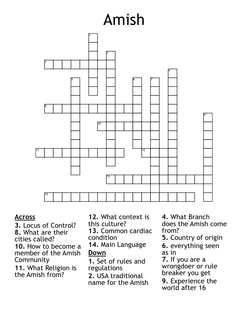 Amish Crossword