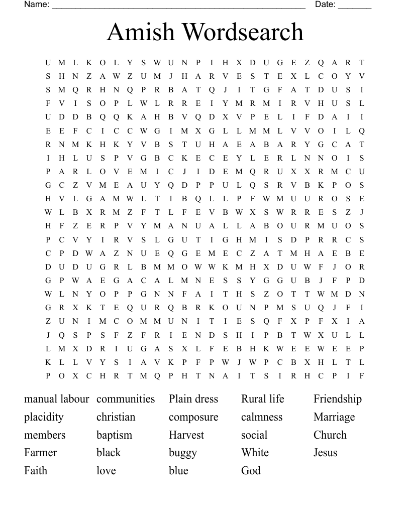 Amish Wordsearch