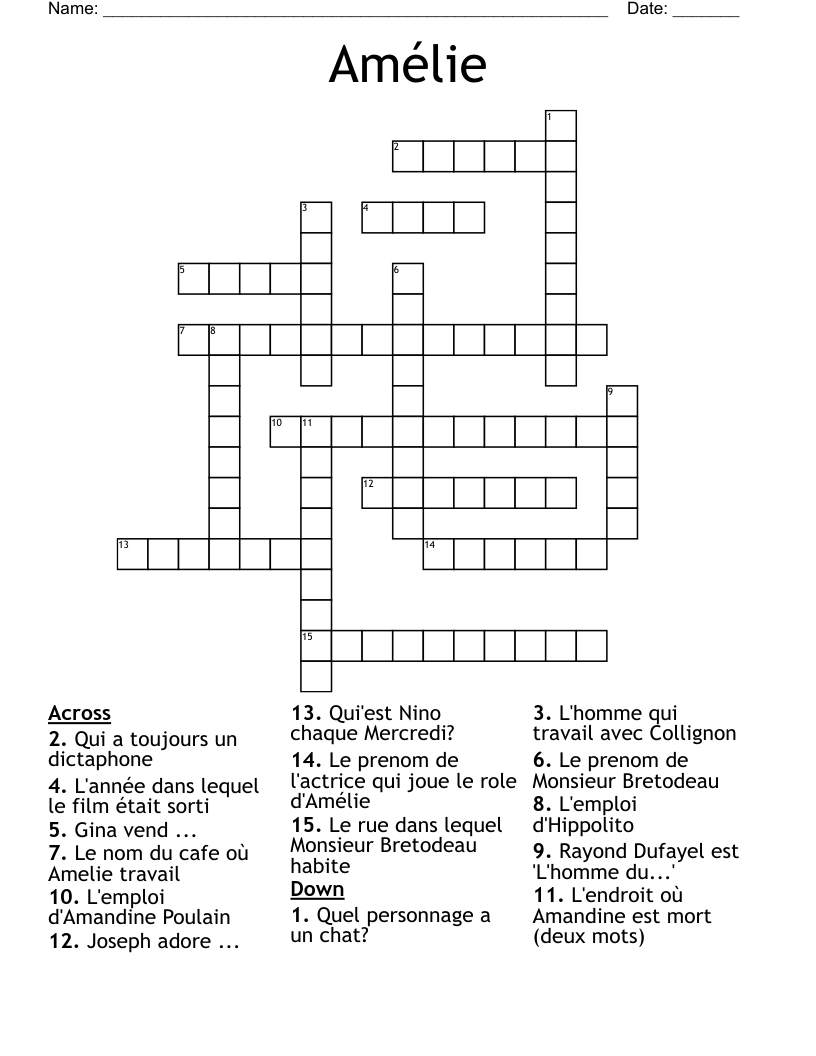 Amélie  Crossword