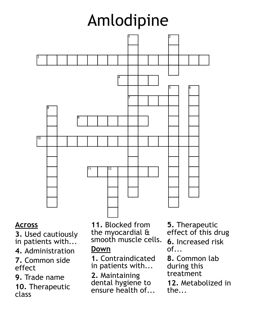 Amlodipine Crossword