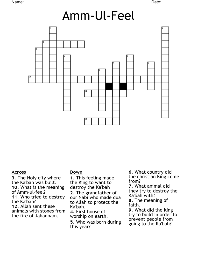 Amm-Ul-Feel Crossword