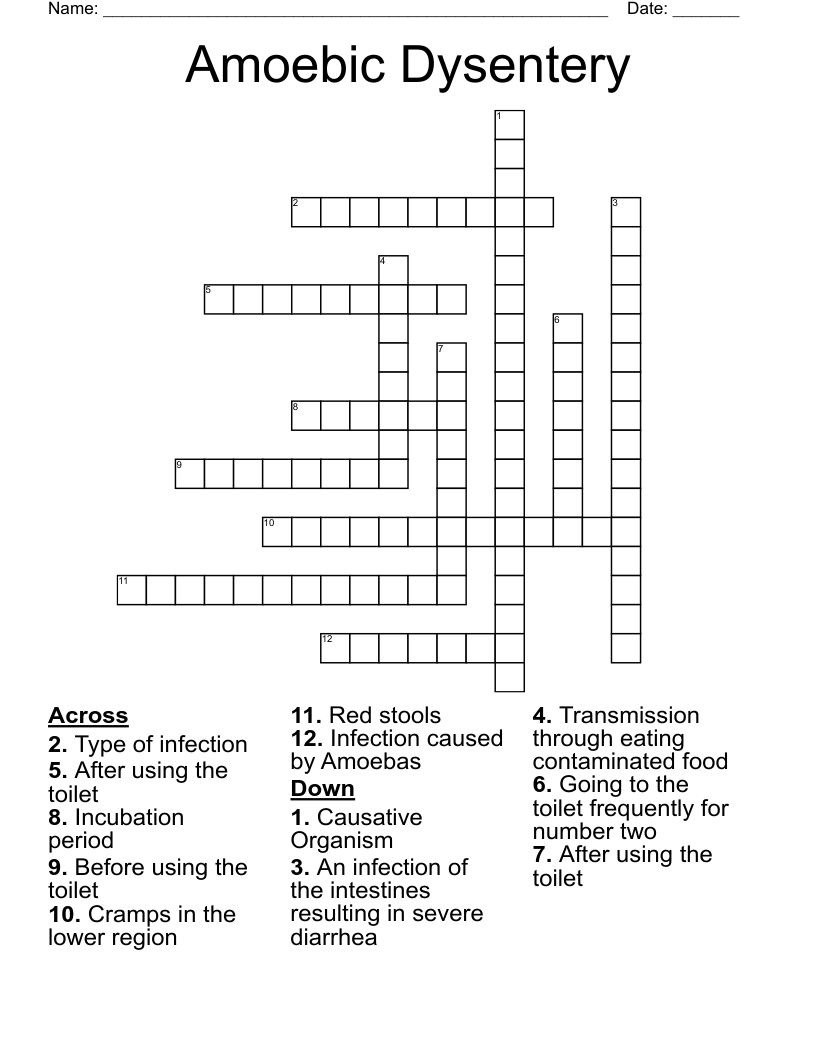 Amoebic Dysentery  Crossword