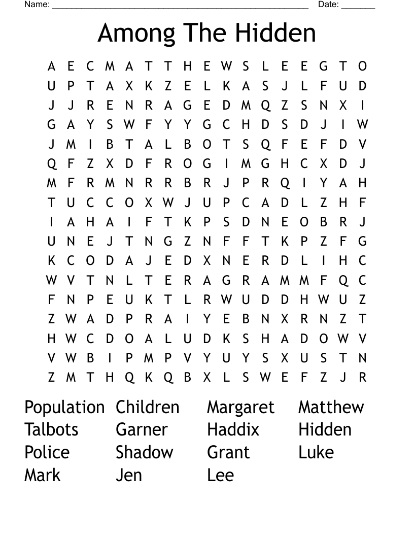 Among The Hidden Word Search