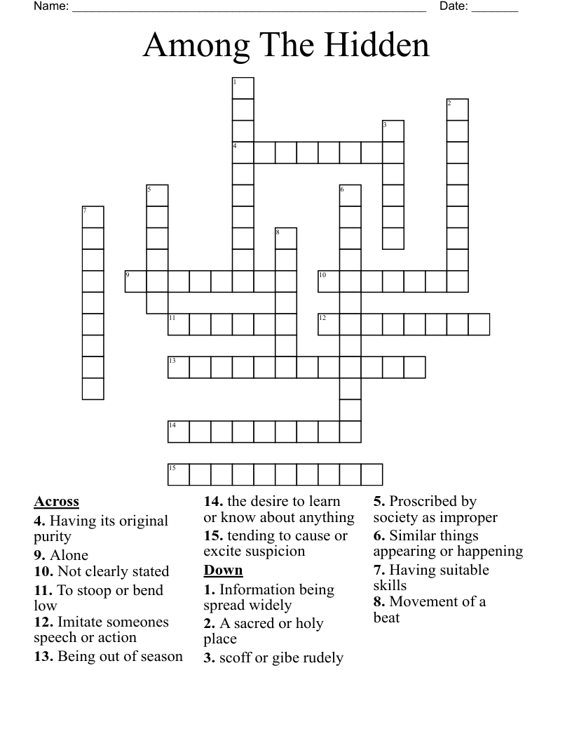 Among The Hidden Crossword
