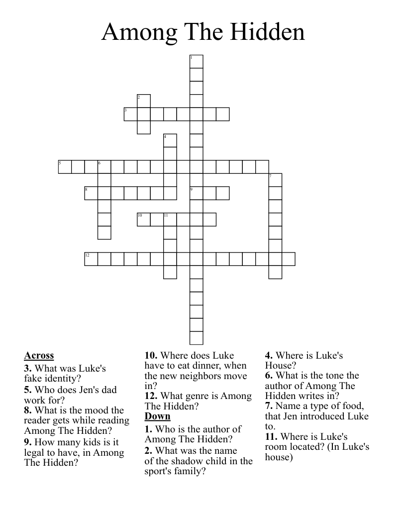 Among The Hidden Crossword