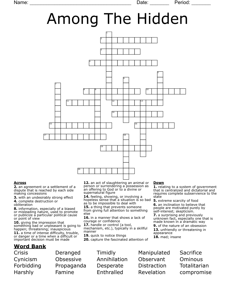 Among The Hidden  Crossword