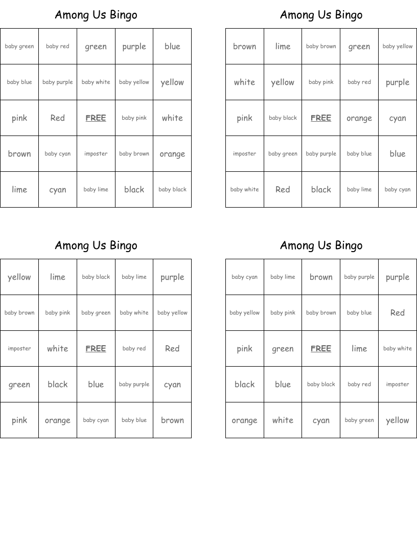 Among Us Bingo