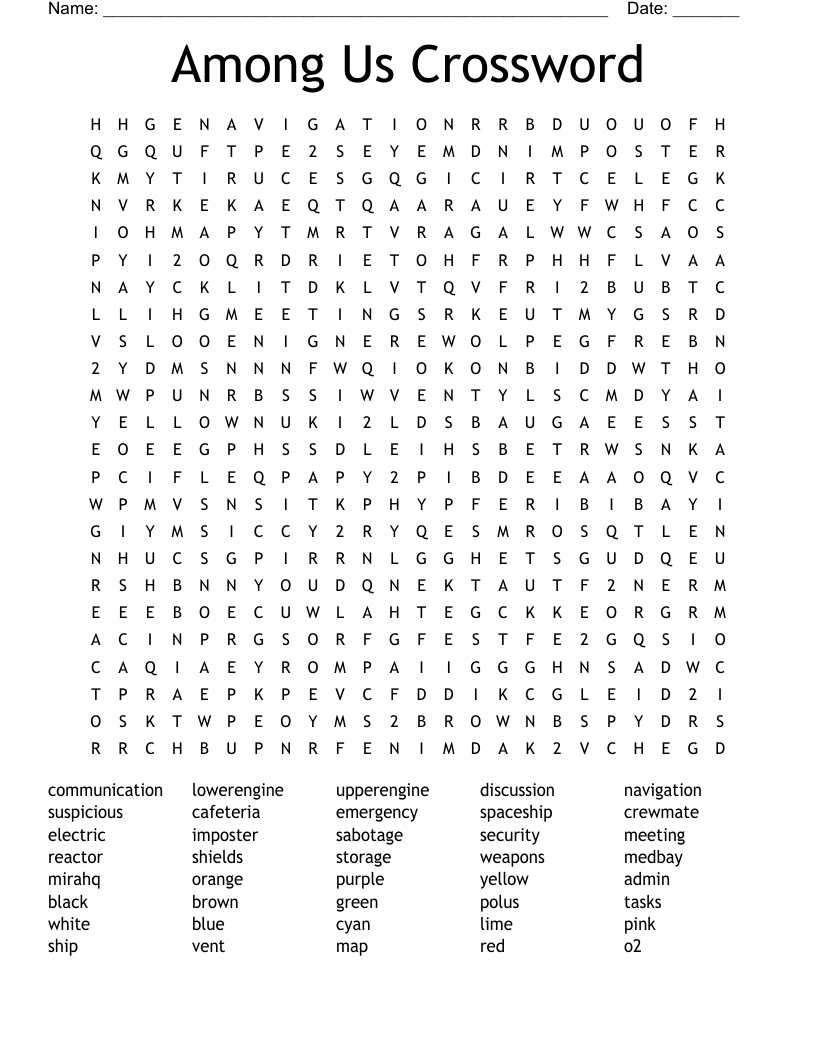 Among Us Crossword Word Search