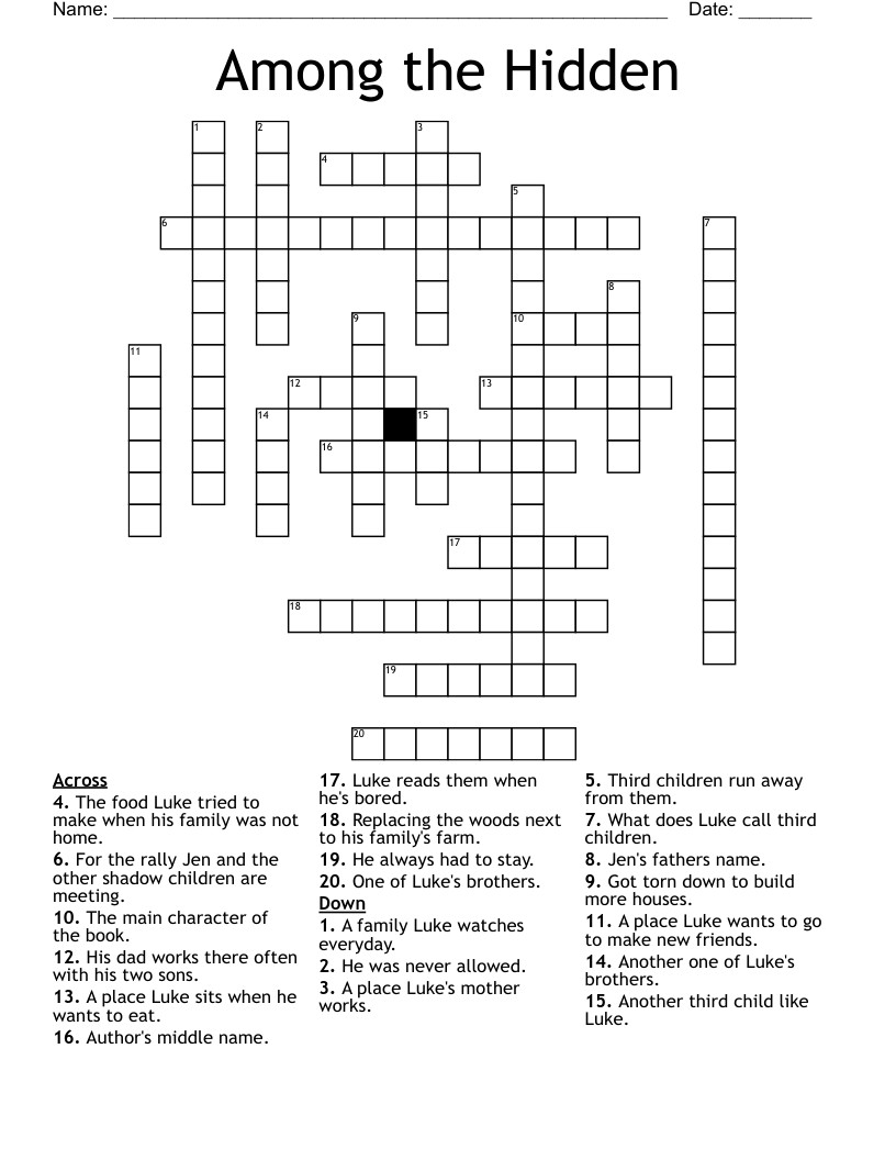 Among the Hidden Crossword