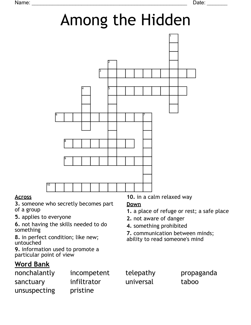 Among the Hidden Crossword