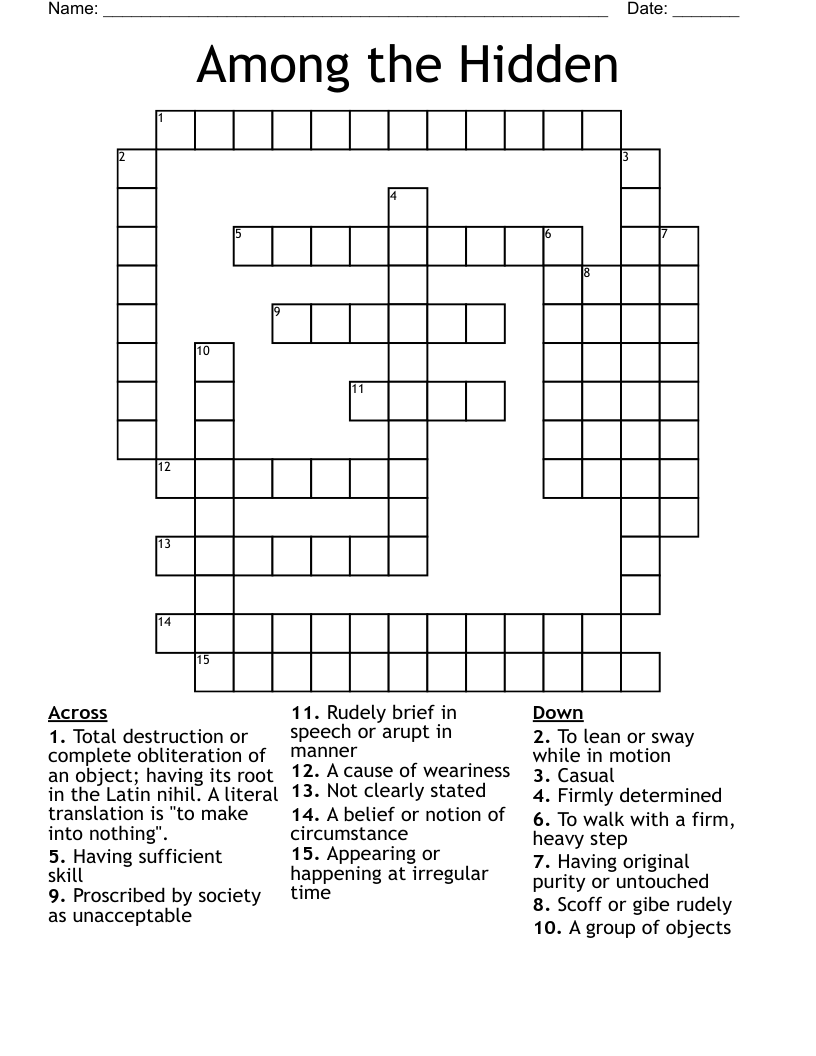 Among the Hidden Crossword