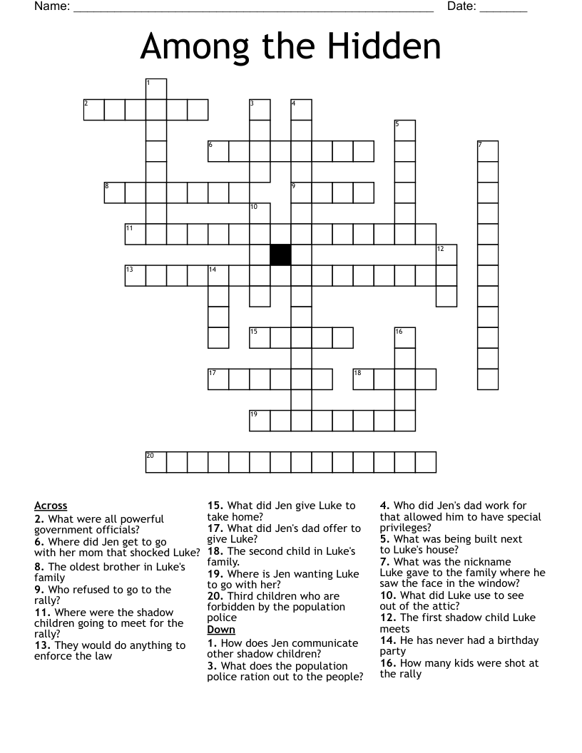 Among the Hidden Crossword