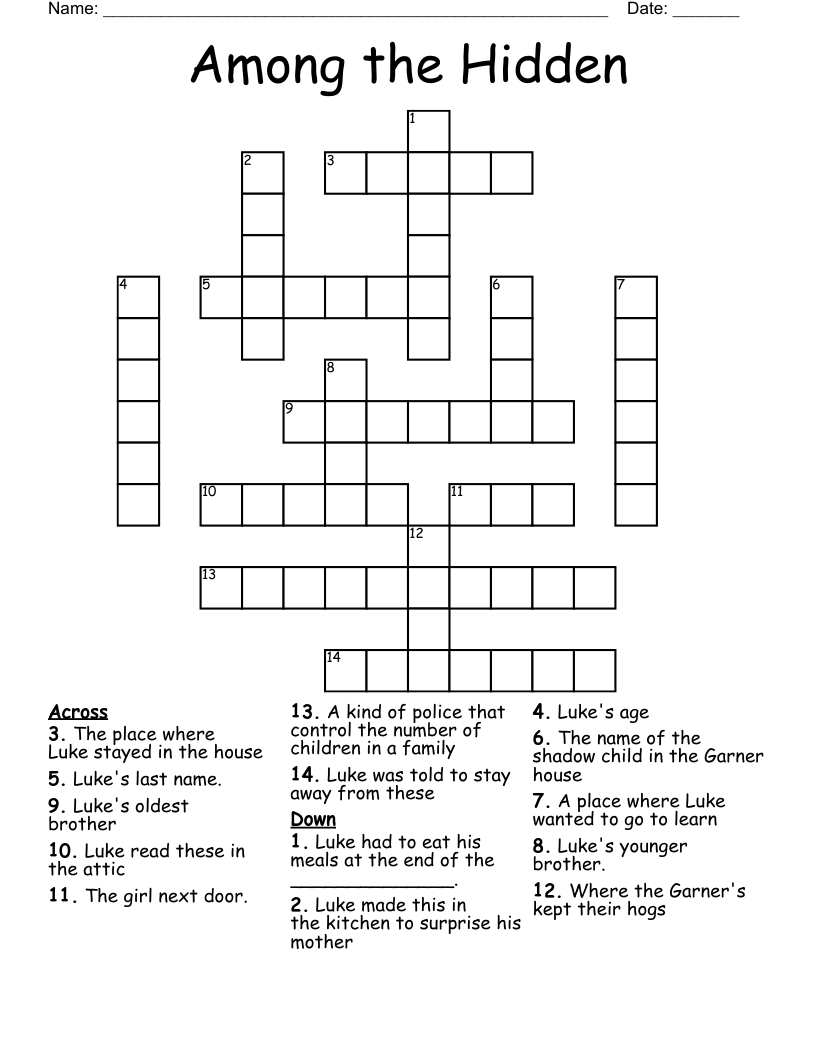 Among the Hidden Crossword