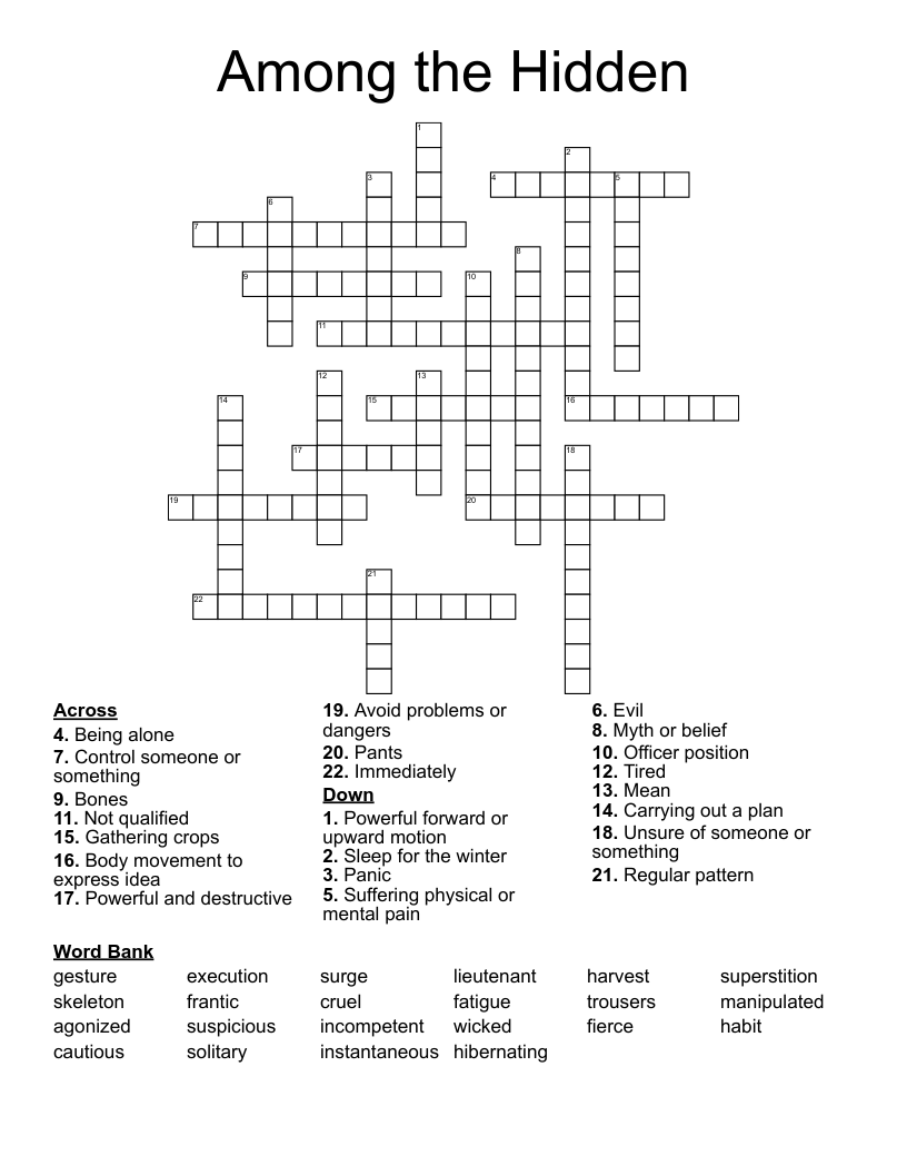 Among the Hidden Crossword
