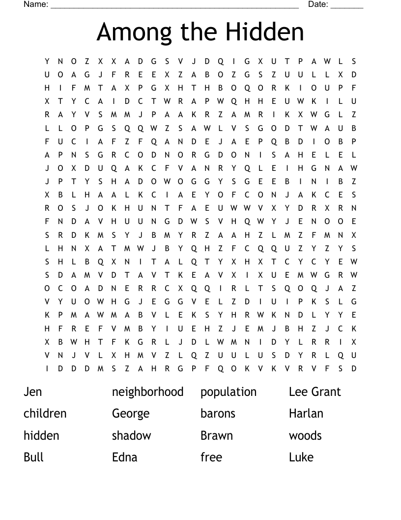 Among the Hidden Word Search