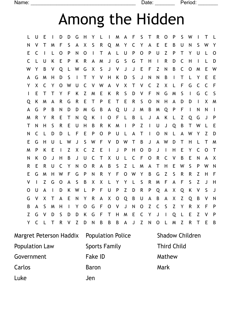 Among the Hidden Word Search