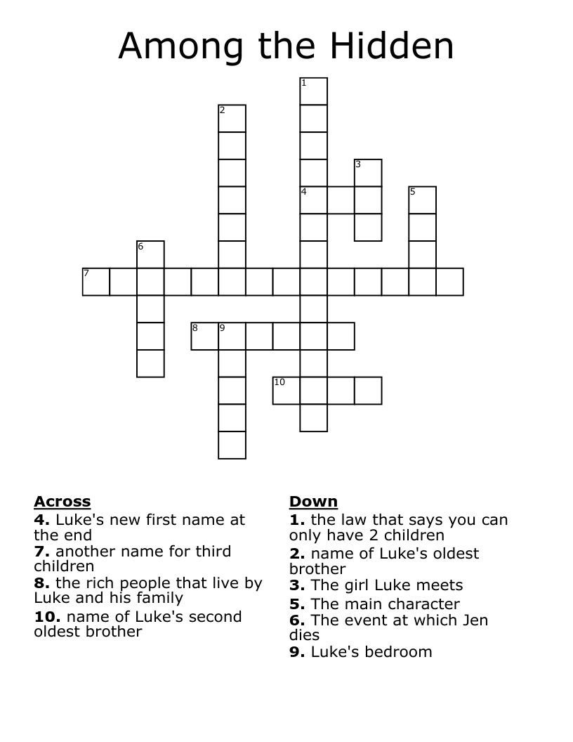 Among the Hidden Crossword