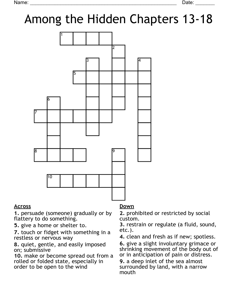 Among the Hidden Chapters 13-18 Crossword