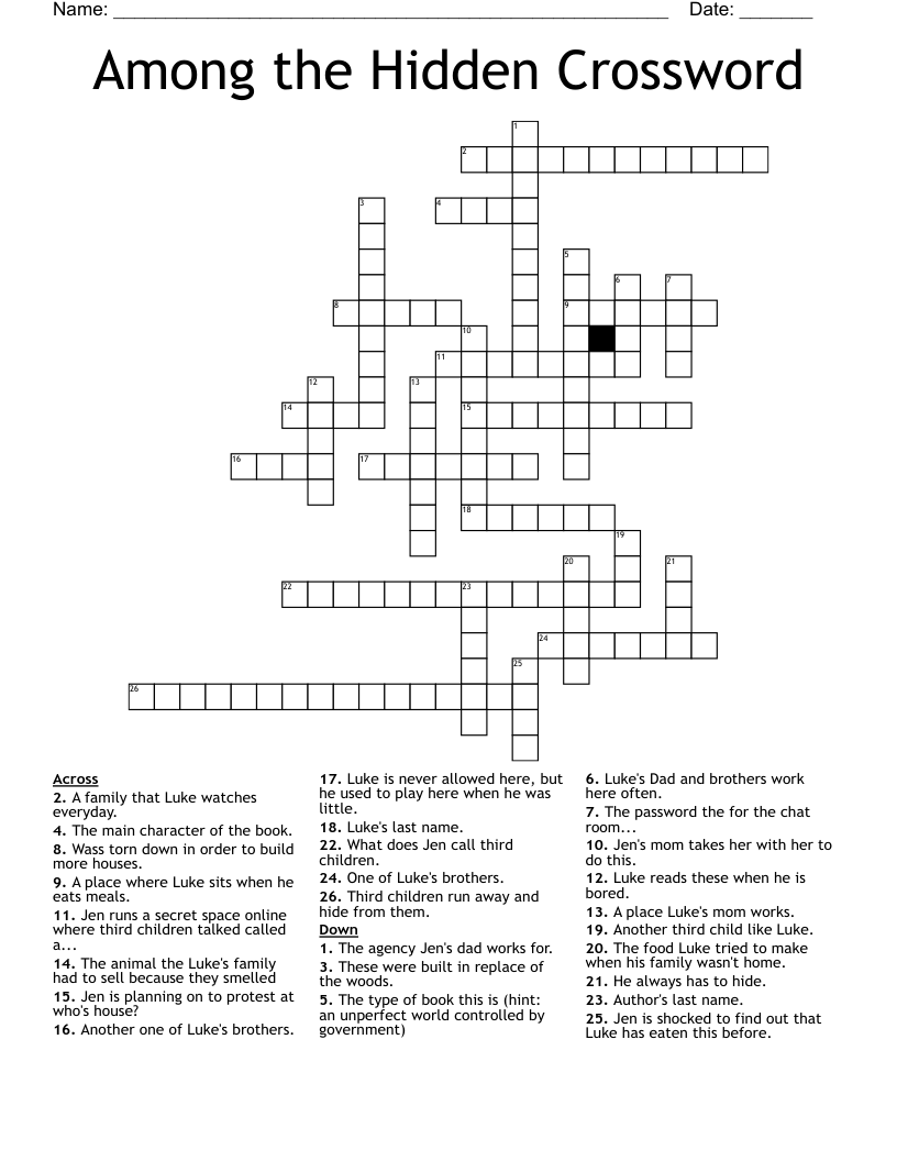 Among the Hidden Crossword