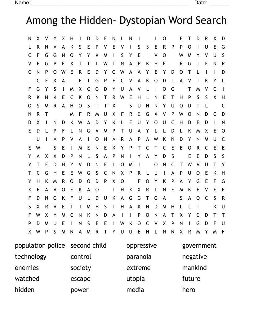 Among the Hidden- Dystopian Word Search