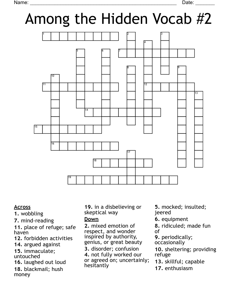 Among the Hidden Vocab #2 Crossword