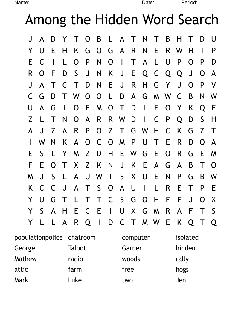 Among the Hidden Word Search