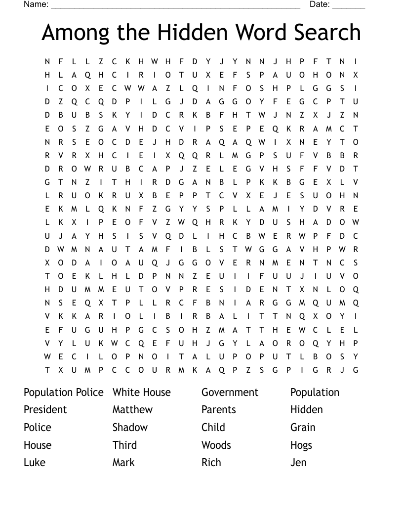 Among the Hidden Word Search