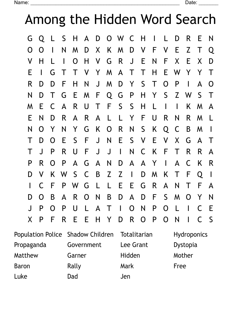 Among the Hidden Word Search