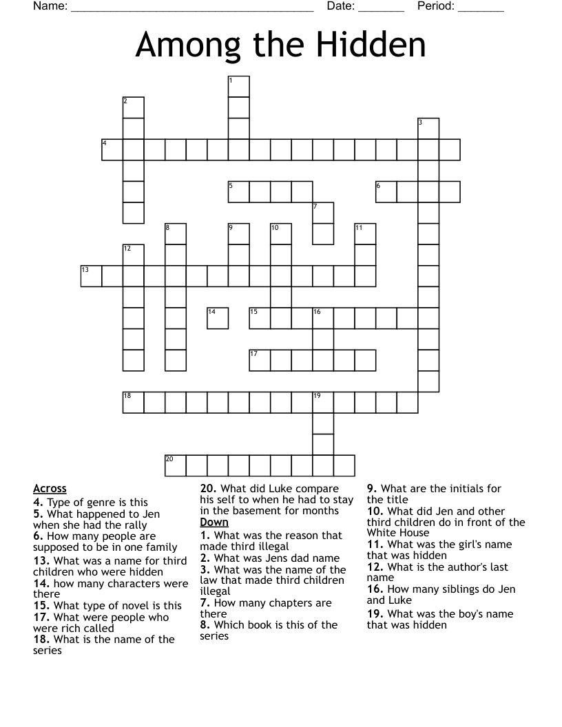 Among the Hidden  Crossword
