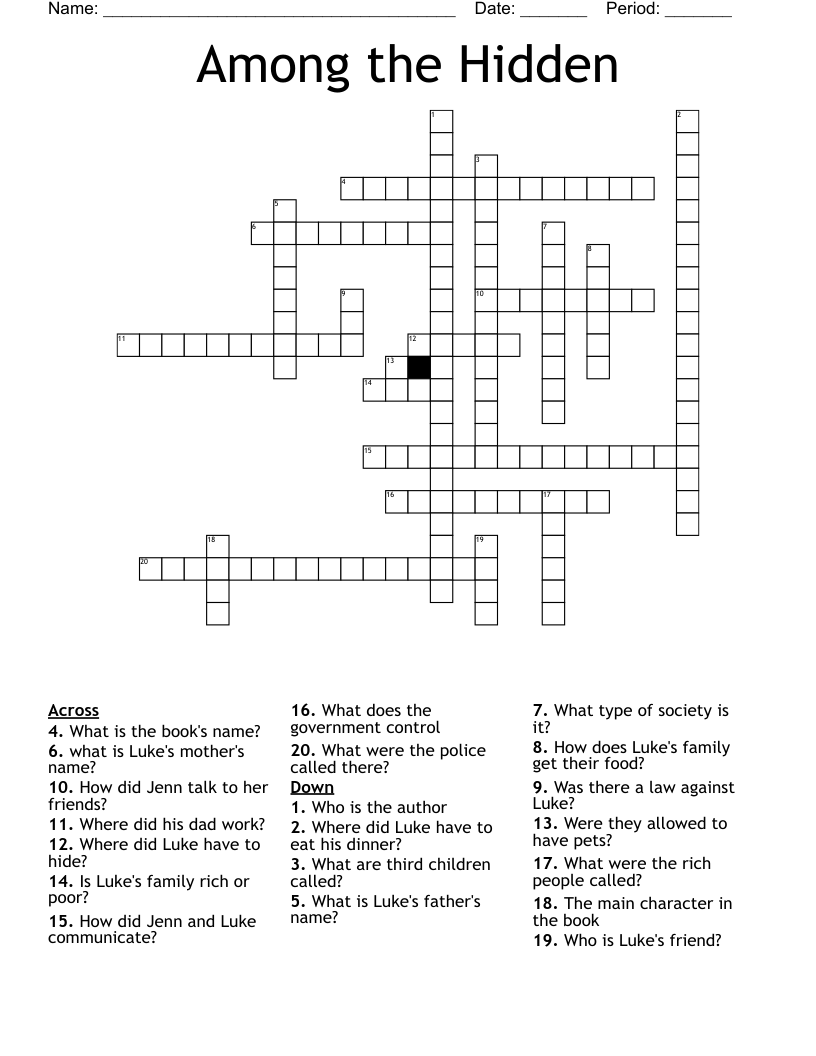 Among the Hidden  Crossword