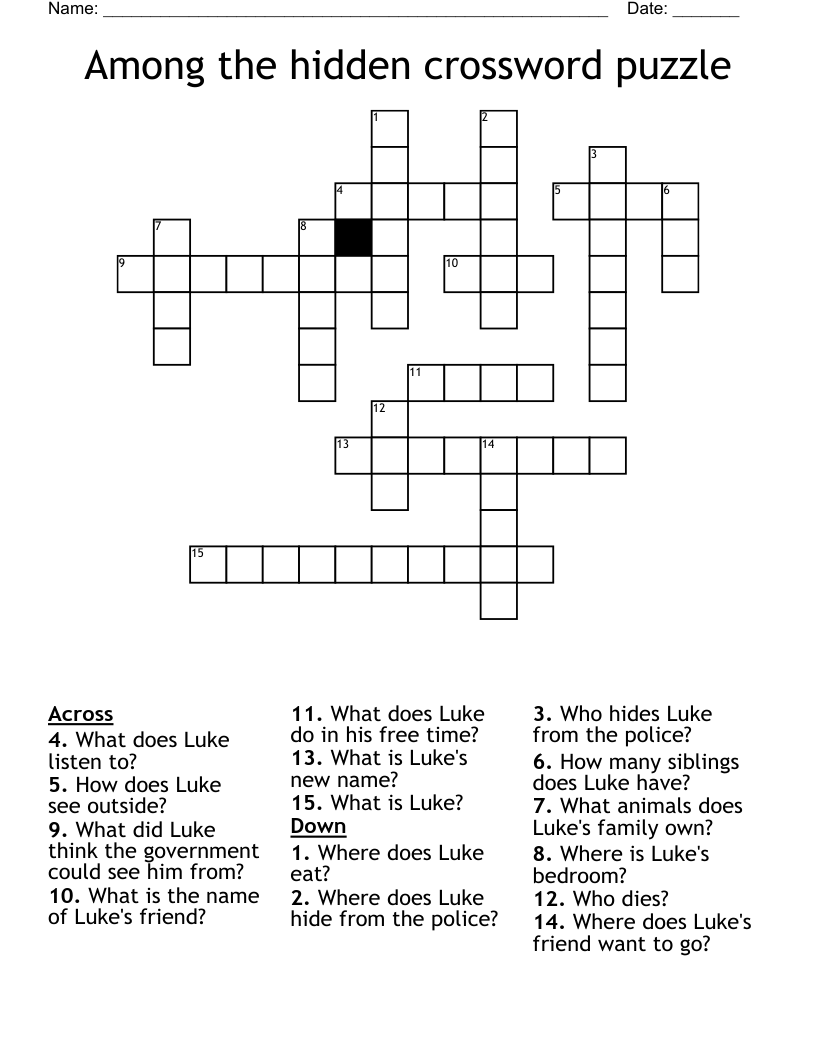 Among the hidden crossword puzzle