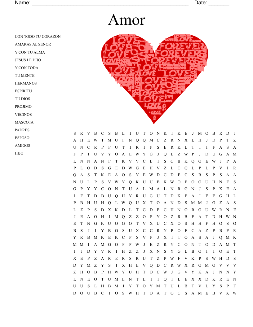 Amor  Word Search