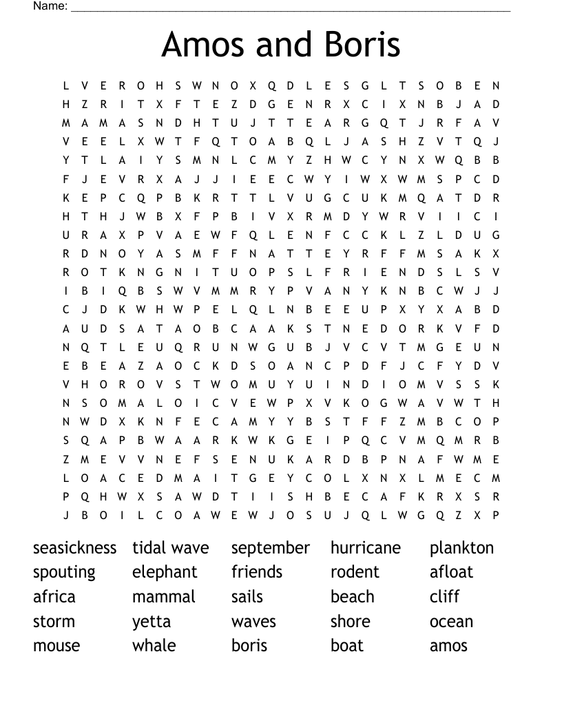 Amos and Boris Word Search