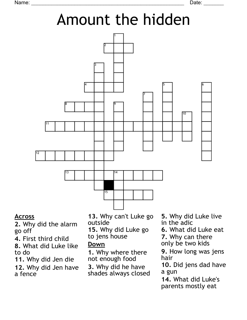 Amount the hidden Crossword