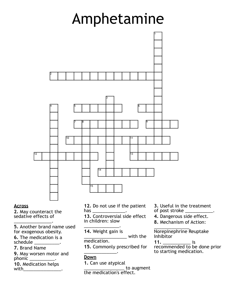 Amphetamine Crossword