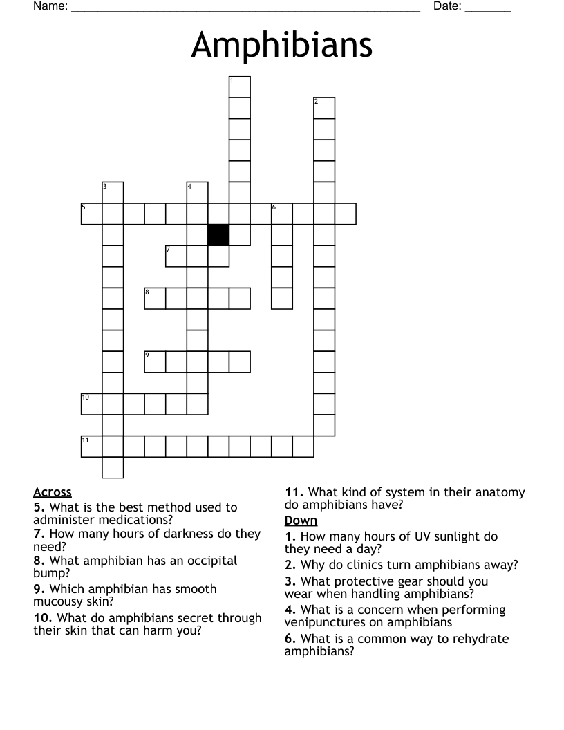 Amphibians Crossword