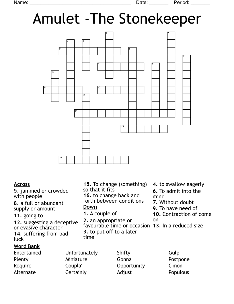 Amulet -The Stonekeeper Crossword
