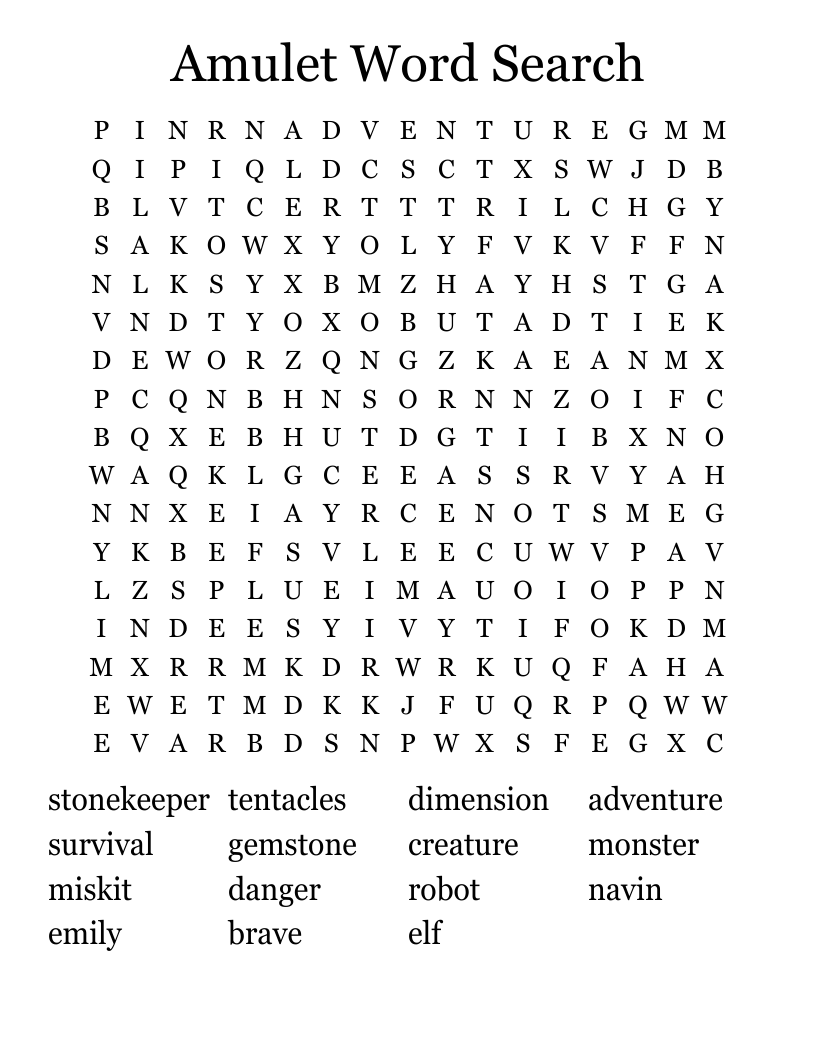 Amulet Word Search