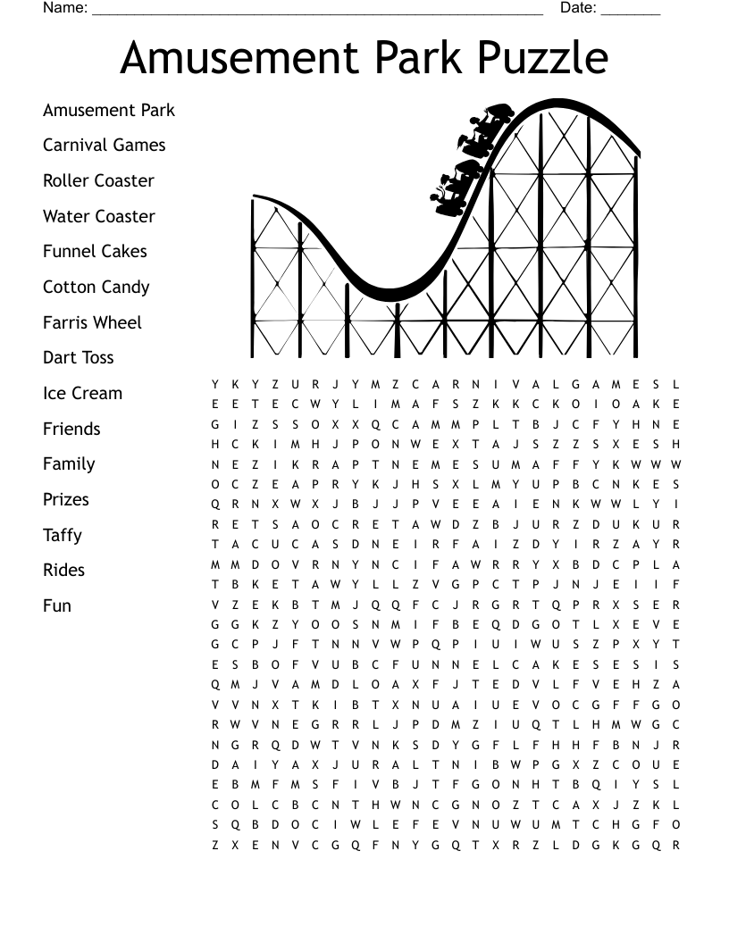 Amusement Park Puzzle Word Search