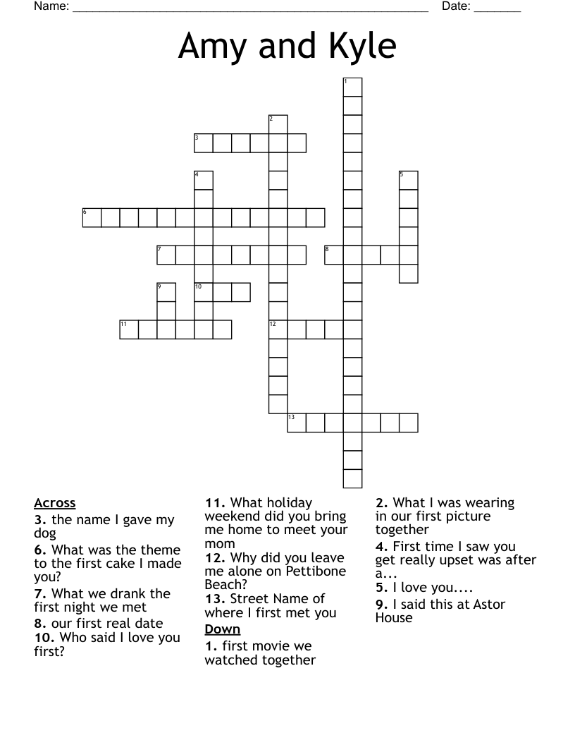 Amy and Kyle Crossword