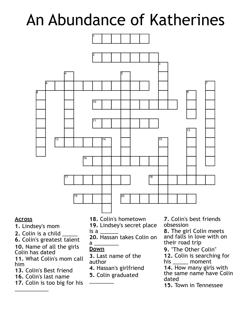 An Abundance of Katherines Crossword
