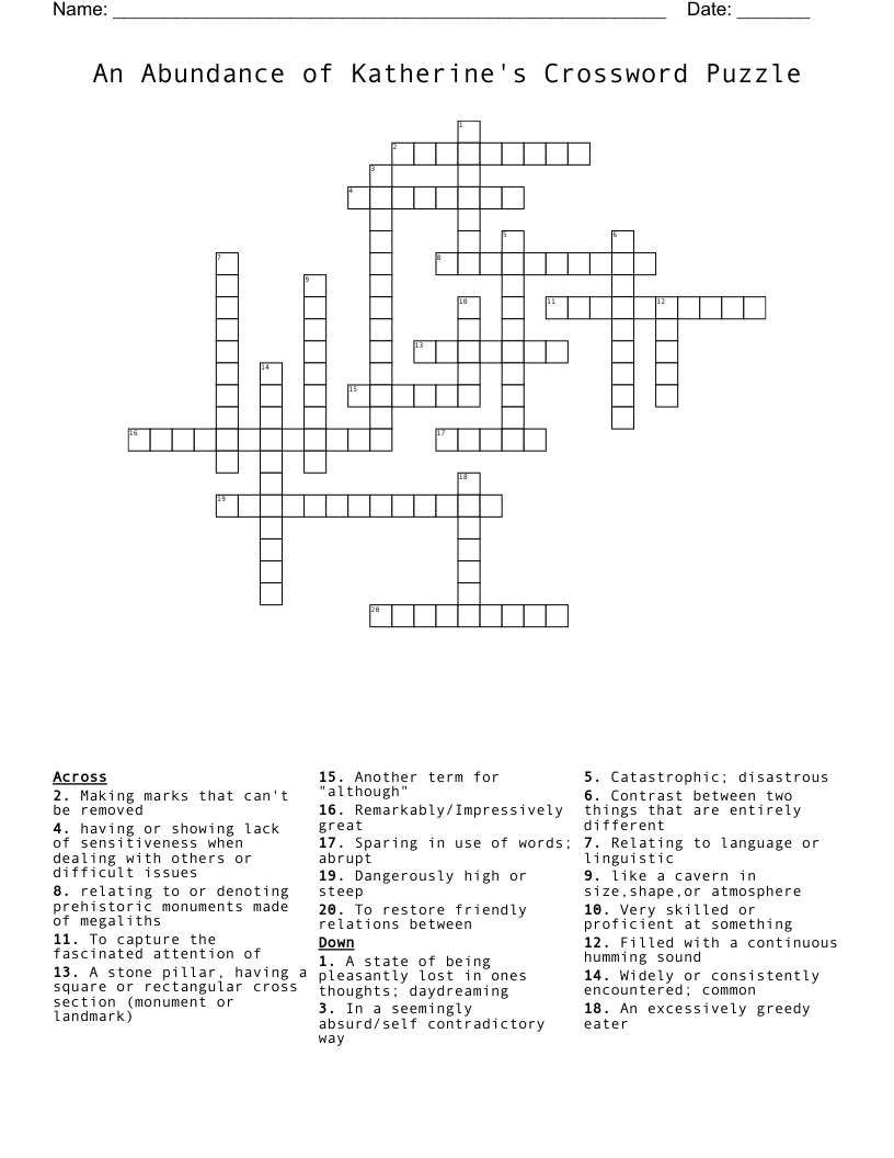 An Abundance of Katherine's Crossword Puzzle