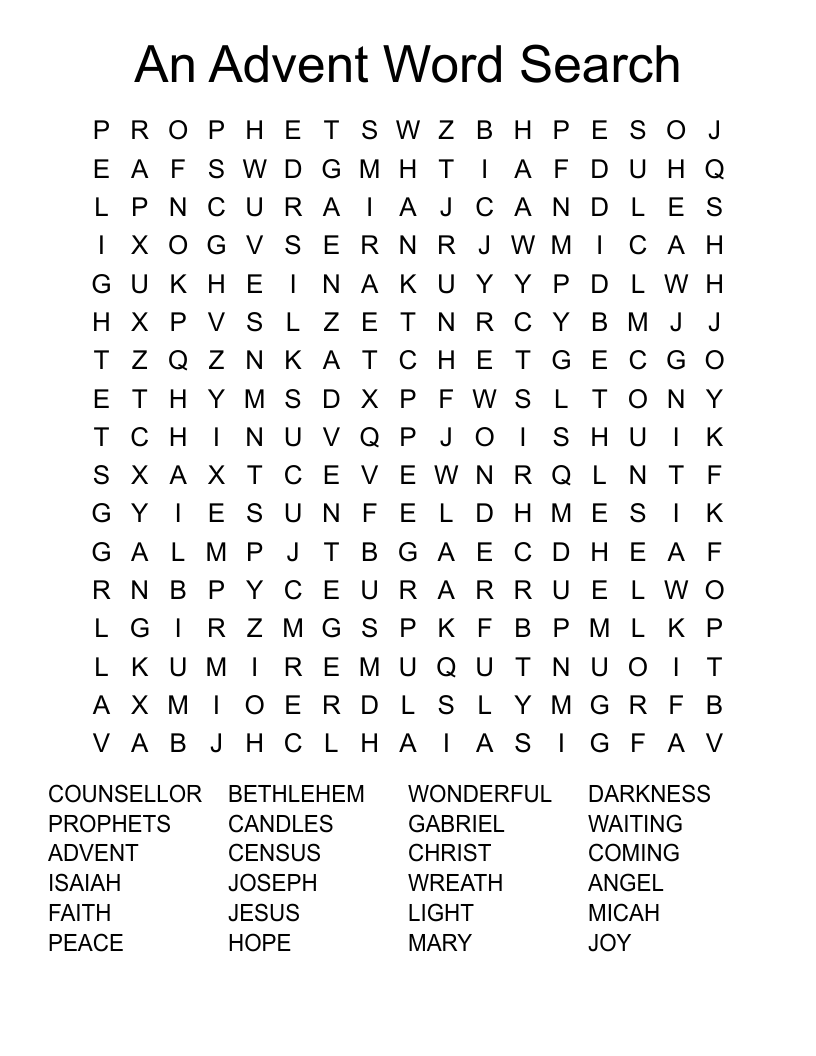 An Advent Word Search