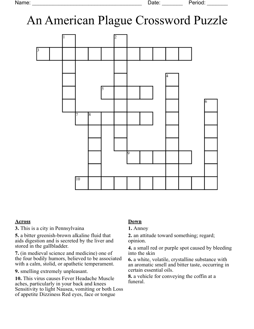 An American Plague Crossword Puzzle